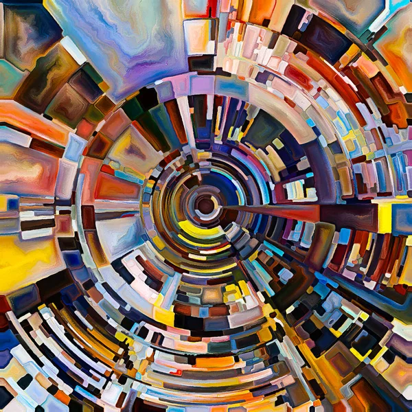 祷告圈系列 弧形辐射色和有机质感的数字水彩画 代表精神能量和生命力量的来源 — 图库照片