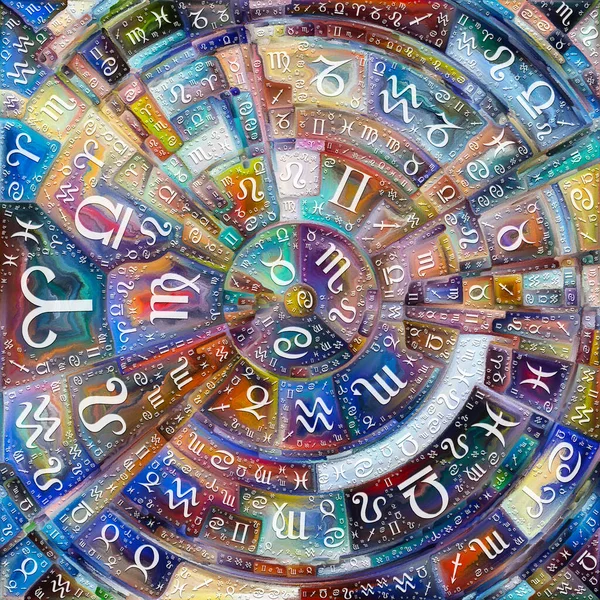 Craft Astrology Series Inglés Pintura Colorida Abstracta Disco Rayos Arcos — Foto de Stock