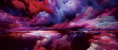 Peyzaj Büyüsü. Color Dreams serisi. İç dünya, hayal gücü, şiir, sanat ve tasarım ile ilişkili arkaplan, doku ve gradyan bulutlar