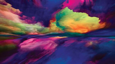 Gradient Landscape. Color Dreams series. Abstract arrangement of paint, textures and gradient clouds on the subject of inner world, imagination, poetry, art and design
