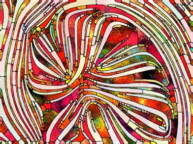 Kırık Işık. Lekeli Camlar Birliği serisi. Parçalanma, sanat, şiir ve tasarım birliğiyle ilgili renk ve doku parçalarından oluşan tasarım