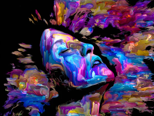 Expressive Female Portrait Composition Digital Paint Strokes Subject Creative Energy — Stock Photo, Image