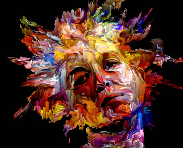 Expressive Female Portrait Artistic Abstraction Digital Paint Strokes Topic Creative — Stock Photo, Image