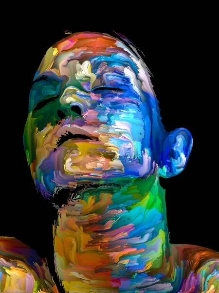 Виразний Жіночий Портрет Абстрактний Фон Цифрових Мазків Тему Творчої Енергії — стокове фото