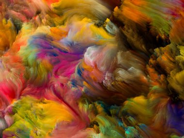 Renkli girdap serisi. Yaşam, yaratıcılık ve sanat üzerine çalışmalar için tuvalin üzerindeki sıvı boyanın renkli hareketinin görsel olarak tatmin edici bileşimi