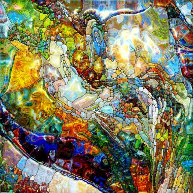 Yaşam Renkleri serisi. Canlı boyalı cam soyutlaması organik güçler ve doğanın iç enerjisi üzerine.