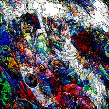 Yaşam Renkleri serisi. Canlı boyalı cam soyutlaması organik güçler ve doğanın iç enerjisi üzerine.