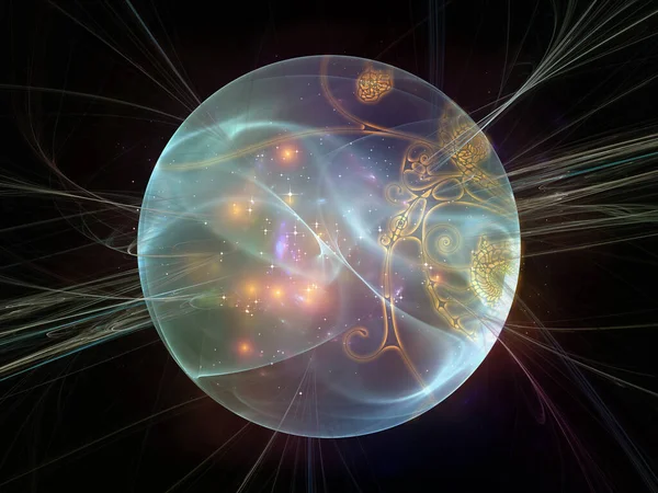 Virtuelle Teilchenreihen Fraktale Sphäre Und Zusammensetzung Abstrakter Elemente Zum Thema — Stockfoto