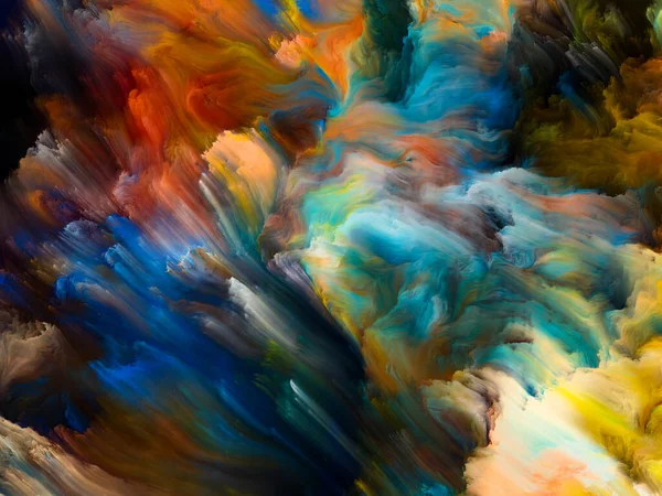 Seria Color Swirl Wzajemne Oddziaływanie Barwnego Ruchu Płynnej Farby Płótnie — Zdjęcie stockowe