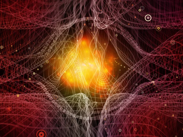 Интерактивное Пространство Рендеринг Геометрических Сетей Абстрактных Элементов Огней Предмет Образования — стоковое фото