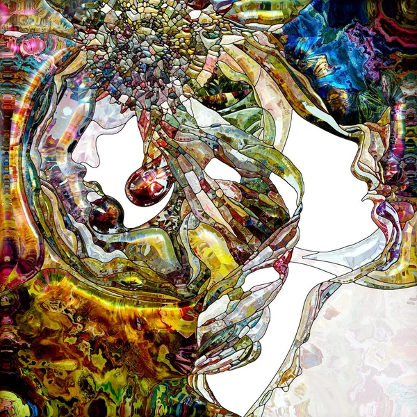 리안느는 과같다 색채와 질감으로 처형된 통합에 주제에 노골적 스테인드글라스 — 스톡 사진