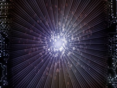 Sayı Patlaması. Eğitim ve modern teknoloji üzerine rakamlar ve fraktal çizgiler.