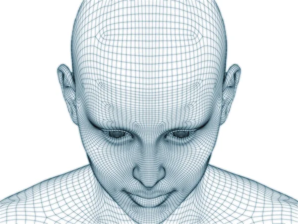 Rendering Human Head Face Wire Mesh Use Illustration Design — Stock Photo, Image