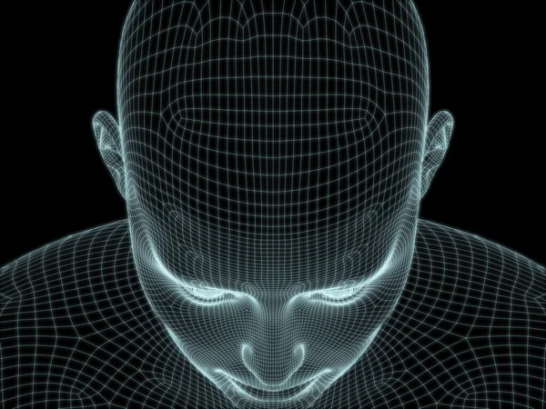 İnsan kafasının teknoloji, eğitim ve bilgisayar bilimleri illüstrasyonlarında kullanılması için tel örgüye dönüştürülmesi