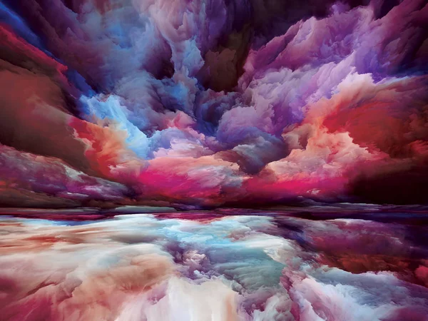 Fantasie Landschap Kleur Dromen Serie Achtergrond Compositie Van Verf Texturen — Stockfoto