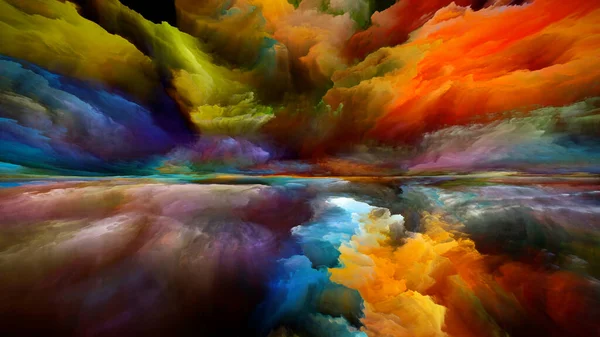 Nuvole Spettrali Fuga Alla Serie Reality Sfondo Disegno Surreale Tramonto — Foto Stock