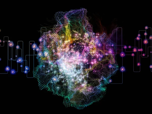 Rakamlar, düğümler, bağlayıcılar ve ışık bileşimi ağ ve modern teknoloji konularında