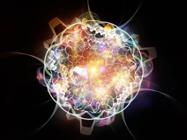 Eğitim, bilim ve modern teknoloji konularında ışık, dişli ve fraktal elementlerin bileşimi