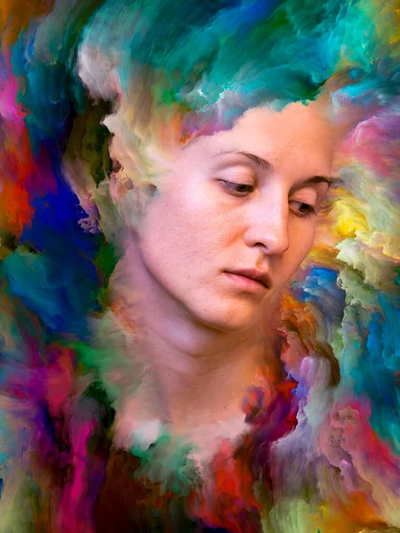 Série Composição Visualmente Agradável Retrato Feminino Fundido Com Tinta Vibrante — Fotografia de Stock