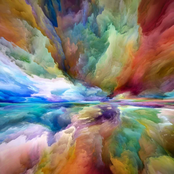 Meerkleurig Landschap Kleur Dromen Serie Samenstelling Van Verf Texturen Gradiëntwolken — Stockfoto