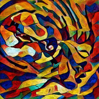 Sanat serisi deseni. Yaratıcılık ve sanat konusunda dijital tuvale işlenmiş soyut insan kafası ve renkleri.