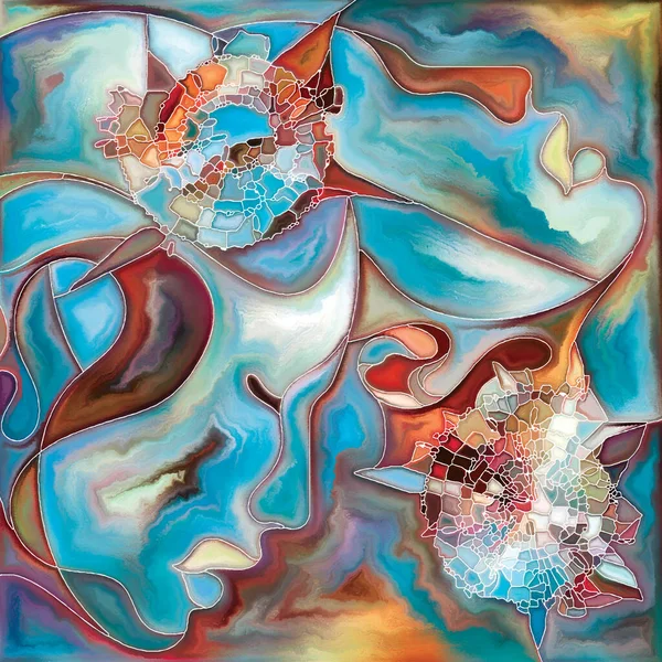 Canvas Close Serie Künstlerischer Hintergrund Aus Gesichtern Und Symbolen Farbenfrohen — Stockfoto