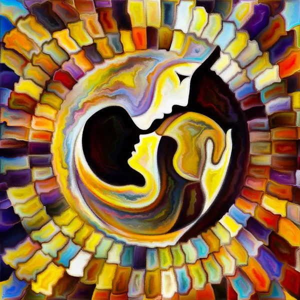 Mother Child Circle Series Colorful Stained Glass Design Subject Childhood — Stock Photo, Image