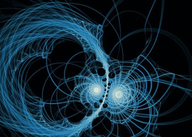 Fractal Paths series. Curvilinear forms in warm blue hues, creating depth on the subject of geometry, math, fractal design, science and visualization.