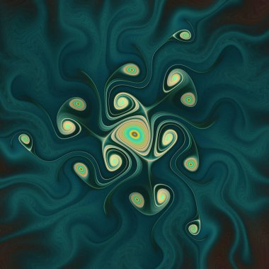 Fraktal akış serisi. Kaos teorisi, sanat, akış görselleştirme, fraktal geometri, bilim ve tasarım konularında derin matematiksel ilkeleri yansıtan ilgi uyandıran soyut bir çalışma..