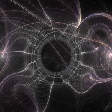 Fraktal kumaş serisi. Görselleştirme, geometri, matematik, fraktal tasarım ve bilim konularında, ışıyan liflerden oluşan karmaşık bir ağ tasarla.