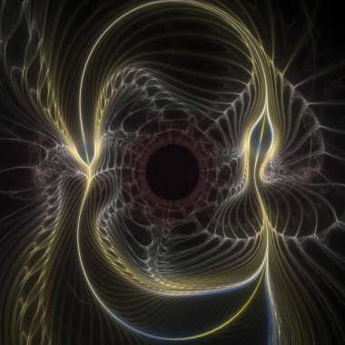 Fraktal Geometri serisi. Fraktal tasarım, bilim, görselleştirme, geometri ve matematik konularında ışık saçan, birbiriyle bağlantılı liflerin bileşimi.