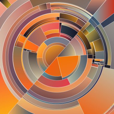 Renkli Dişliler serisi. Konsept tasarım, sanat, görselleştirme, bilim ve renk teorisi konularında üst üste binen yay ve dinamik tonsal varyasyonlara sahip eş merkezli radyal formlar.