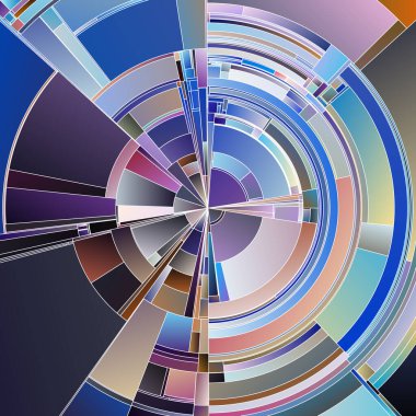 Çarkıfelek serisi. Görselleştirme, sanat, renk teorisi, bilim ve konsept tasarım konularında katmanlı tonsal zıtlıklara ve dinamik gradyanlara sahip eşmerkezli kavislerin yayılması.