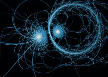 Fractal Paths serisi. Geometri, matematik, fraktal tasarım, bilim ve görselleştirme konularında sonsuz bir mavi döngü oluşturan parlak iplikler.