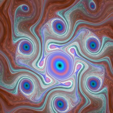 Fraktal akış serisi. Bilim, akış görselleştirme, fraktal geometri, kaos teorisi, sanat ve tasarım konularındaki dinamik ve karmaşık kalıpların sıvı benzeri bir yorumu.