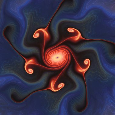 Fraktal Girdap serisi. Organik geometri, matematik, fraktal tasarım, bilim ve görselleştirme konularında parlayan sıvı kalıplarının karmaşık bir düzeni.
