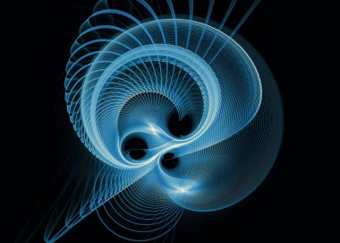 Fraktal iplikler serisi. Kaos teorisi, sanat, bilim, tasarım, geometrik görselleştirme ve fraktal geometri konularında zengin olan mavi enerji akışı.