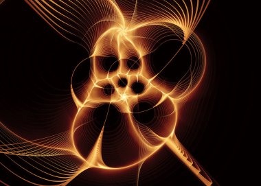 Fraktal patika serisi. Altın ışık bilim, tasarım, geometrik görselleştirme, fraktal geometri, kaos teorisi ve sanat konularında karmaşık bir ağ oluşturuyor..