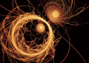 Fraktal patika serisi. Fraktal geometri, kaos teorisi, sanat, bilim, tasarım ve geometrik görselleştirme konularında dalgalanan çizgilerin hipnotik düzenlenmesi.