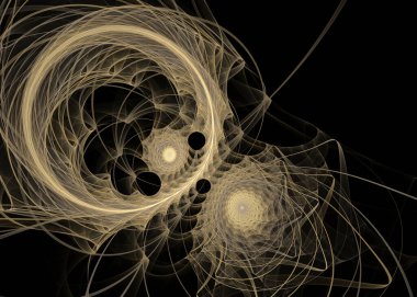 Fraktal Geometri serisi. Fraktal tasarım, bilim, görselleştirme, geometri ve matematik konularında eş merkezli, bej enerji dalgaları.