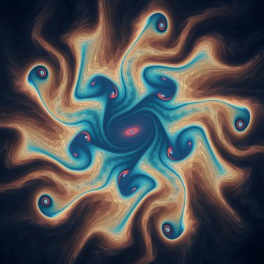 Fraktal akış serisi. Kaos teorisi, sanat, akış görselleştirme, fraktal geometri, bilim ve tasarım konularındaki derin uzay enerjilerinin canlı bir yorumu.