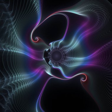 Fraktal simetri serisi. Topoloji, geometri, kaos teorisi, sanat, bilim, tasarım ve uzay konularındaki ruhani, aydınlık spirallerin bileşimi.