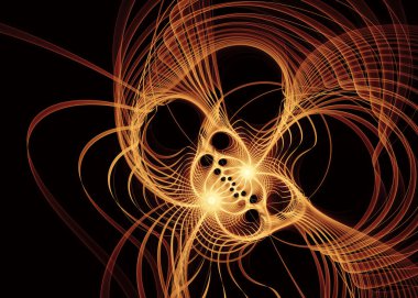 Fractal Trails series. Radiant golden fractal pattern on the subject of science, design, geometric visualization, fractal geometry, chaos theory and art.