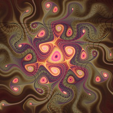 Fraktal akış serisi. Sanat, akış görselleştirme, fraktal geometri, kaos teorisi, bilim ve tasarım konularında görünmeyen güçleri yansıtan akışkan bir bileşim..