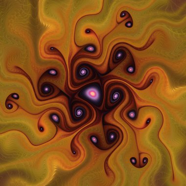 Fraktal Girdap serisi. Matematik, fraktal tasarım, bilim, görselleştirme ve organik geometri konularındaki soyut biyolojik süreçlerin canlı dijital temsili.