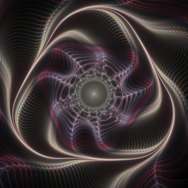 Fraktal alan, seri. Uzay, topoloji, geometri, kaos teorisi, sanat, bilim ve tasarım konularında parlayan, web benzeri kozmik bir yapının temsili.