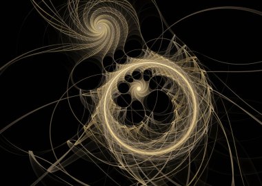 Fractal Paths serisi. Fraktal tasarım, bilim, görselleştirme, geometri ve matematik konularındaki parlak liflerin soyut bileşimi.