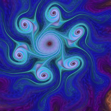 Fraktal akış serisi. Zorlayıcı bir soyut tasarım bilim, akış görselleştirme, fraktal geometri, kaos teorisi, sanat ve tasarım üzerine tefekküre davet ediyor..