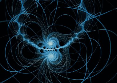 Fraktal iplikler serisi. Kaos teorisi, sanat, bilim, tasarım, geometrik görselleştirme ve fraktal geometri konularındaki parlak soyut ışık yolları.