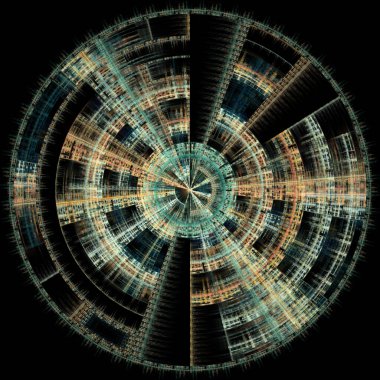 Radyal simetri serisi. Radyal geometri, bilim, matematik, fraktal tasarım ve görselleştirme konularındaki simetrik fraktal yapının deseni.